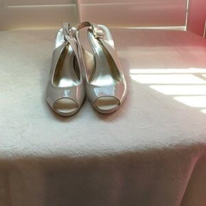 Life Stride Cream Peep-Toe Slingback Heels